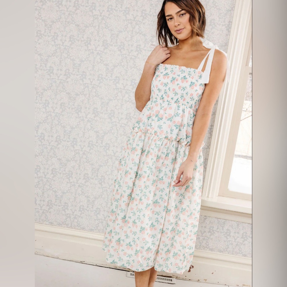 Floral Tie strap midi dress